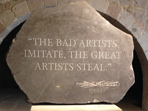 Banksy's satirical take on Picasso's famous quote about great artists stealing