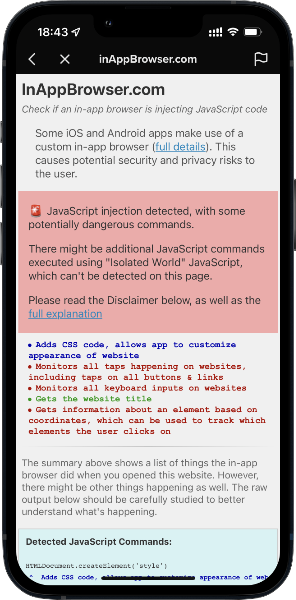 TikTok's In-App Browser injecting code to observe all taps and keyboard inputs, which can include passwords and credit cards